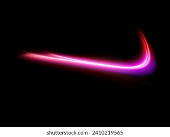 Hochgeschwindigkeits-Effekt-Bewegung unscharfe Nachtlichter rosa und rot. Futuristische Neonlichtstrecken. hellfunkelnder Hintergrund. Violett leuchtende Welle wirbelt, Impulskabel Linien. Lange Exposition. Vektorgrafik