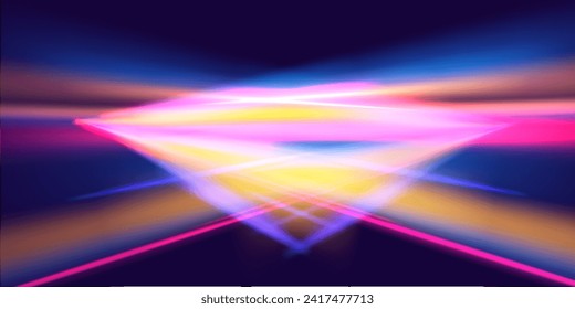 High speed effect motion blur night lights. Abstract technology light lines background 3d. Long time exposure. Vector