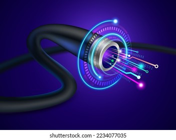 High speed fiber optic cable Digital hi-tech design. Realistic vector file.