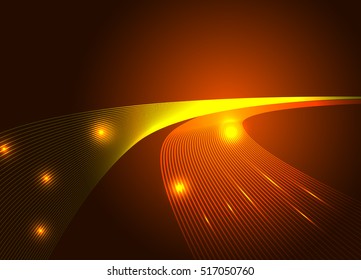 High speed fiber optic communications, drawing by hand vector and digital illustration created without reference image.