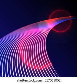 High speed fiber optic communications, drawing by hand vector and digital illustration created without reference image.