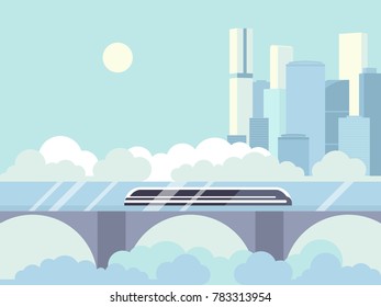 High speed futuristic train hyperloop multicolor dynamic future express