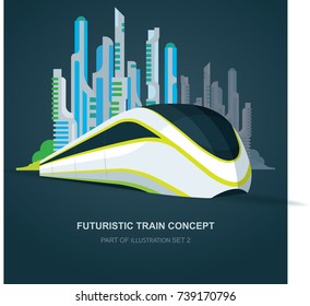 High speed futuristic train illustration.
Flat design template.
