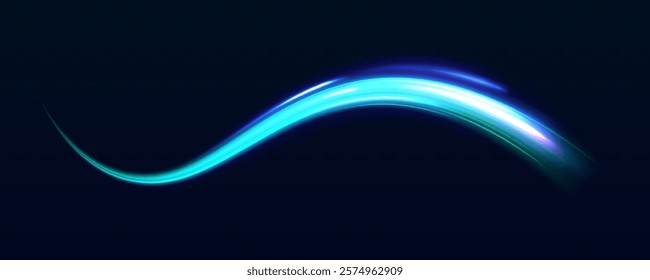 High speed green waves for eco-design. Futuristic neon light effect. Speed of light concept background.	