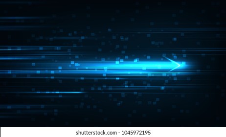 High speed. Hi-tech. Abstract technology background concept.Speed movement pattern and motion blur over dark blue background.