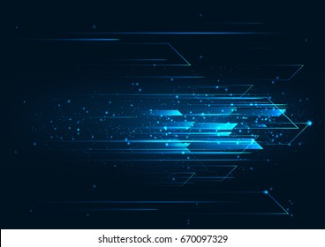 High speed. Hi-tech. Abstract technology background concept.Speed movement pattern and motion blur over dark blue background.