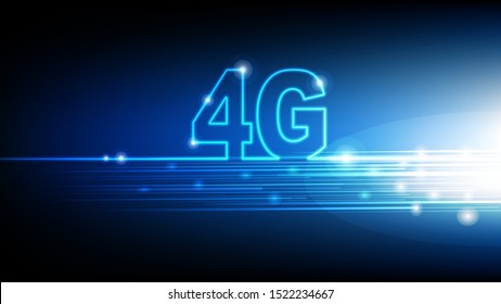 High speed internet 4G technology with blue abstract futuristic background, Vector illustration