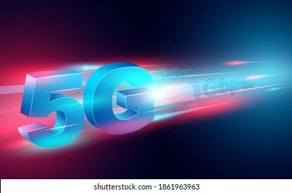 Concepto de Internet de alta velocidad. Red 5G en redes de banda ancha global velocidad. ilustración vectorial de diseño plano isométrico