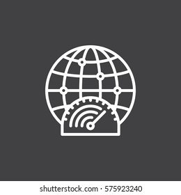 High Speed Internet Connection Line Icon, Outline Vector Sign, Linear White Pictogram Isolated On Gray. Symbol, Logo Illustration