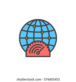 High speed internet connection line icon, filled outline vector sign, linear colorful pictogram isolated on white. Symbol, logo illustration