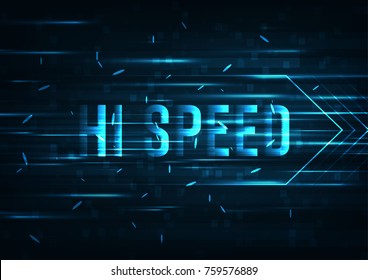 High speed  internet. Hi-tech. Abstract technology background concept.Speed  movement pattern and motion blur over dark blue background.