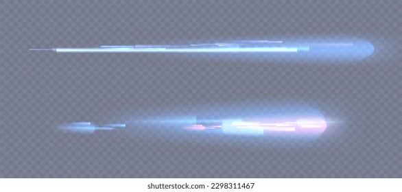 Movimiento de la luz a alta velocidad, distorsión del brillo y refracción de la luz. Línea de traza de un haz luminoso cuando se refracta un diamante. Rayo de luz del láser. Vector