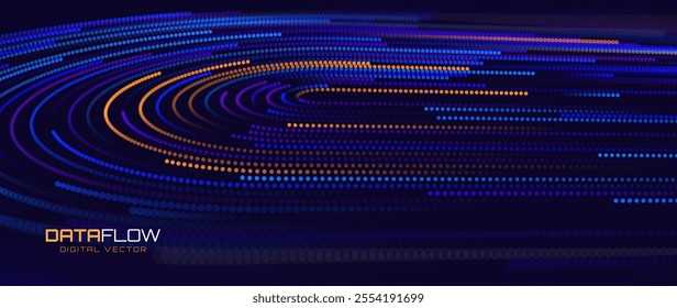 High Speed Light Particles Internet Data Cloud Technology Background. Digital Road Fast Speed Internet Broadband Data Flow Concept. Science Tech Research Presentation Bg. Vector Illustration.

