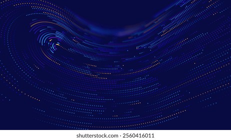 High Speed Light Particles Internet Data Background. Digital Road Fast Speed Internet Broadband Data Flow Concept. Light Arc Turn Twist Bend Effect. Vector Illustration.