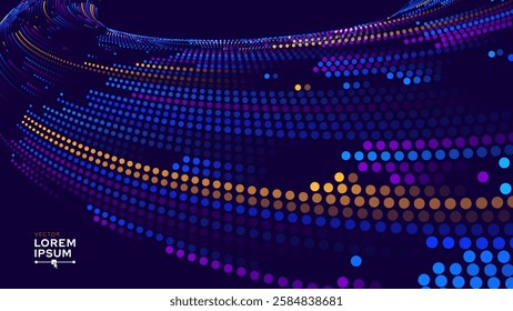 High Speed Light Particles Internet Data Background. Digital Road Fast Speed Internet Broadband Data Flow Concept. Light Arc Turn Twist Bend Effect. Vector Illustration.