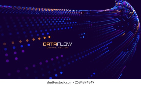 High Speed Light Particles Internet Data Background. Digital Road Fast Speed Internet Broadband Data Flow Concept. Light Arc Turn Twist Bend Effect. Vector Illustration.