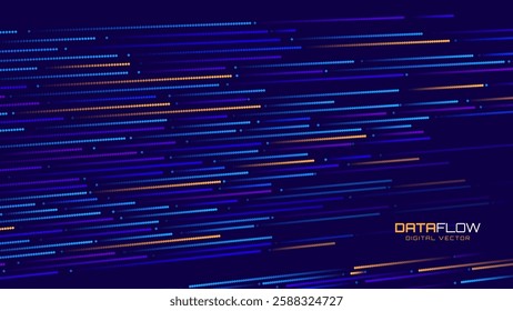 High Speed Light Particles Internet Data Background. Digital Road Fast Speed Internet Broadband Data Flow Concept. Light Arc Turn Twist Bend Effect. Vector Illustration.