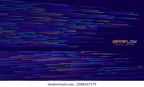 High Speed Light Particles Internet Data Background. Digital Road Fast Speed Internet Broadband Data Flow Concept. Light Arc Turn Twist Bend Effect. Vector Illustration.