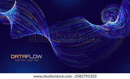 High Speed Light Particles Internet Data Background.  Concept of AI Artificial Intelligence Technology Machine Deep Learning. Vector Illustration.