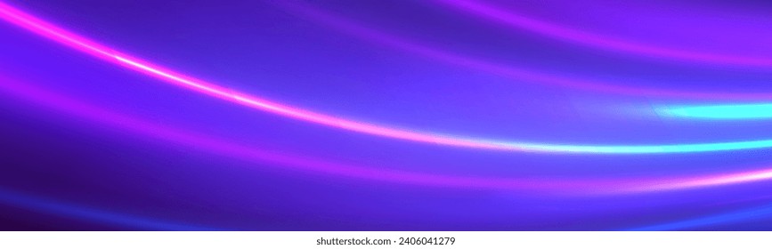 High speed lines with focus. Abstract vector motion twist. Realistic neon pink, line speed with reflections. Colored shiny sparks of spiral wave. 