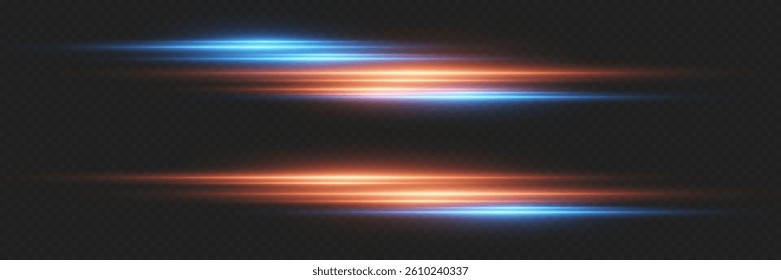 High speed lines of movement and speed, red blue light effect.