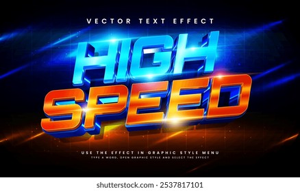 Efecto de texto de Vector editable moderno de alta velocidad. Adecuado para el tema de luz brillante.