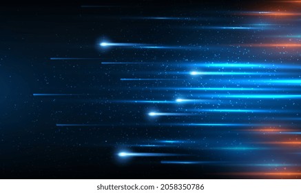 High Speed Movement Background. Hi-tech. Abstract Technology Background. Futuristic Technology Style. Speed Lines Moving In Forward Motion Background. Business Tech Presentations. Vector Illustration.