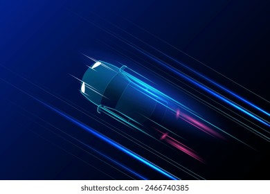 High speed movement design. sport car on high speed running concept.Fast silhouette. Abstract technology background. Vector illustration.