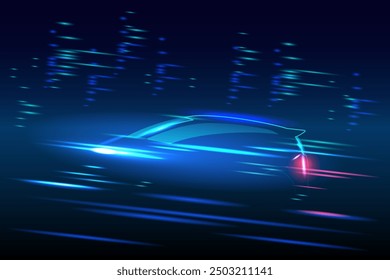 High speed movement design. sport car on high speed running concept.Fast silhouette. Abstract technology background. Vector illustration.