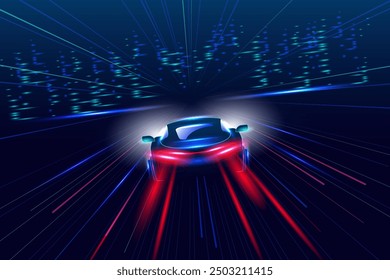 Diseño de movimiento de alta velocidad. coche deportivo en concepto de funcionamiento de alta velocidad. Silueta rápida. Fondo de tecnología Abstractas. Ilustración vectorial.