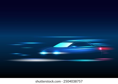 High speed movement design. sport car on high speed running concept.Fast silhouette. Abstract technology background. Vector illustration.