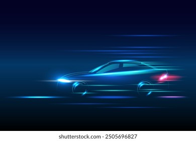 Diseño de movimiento de alta velocidad. coche deportivo en concepto de funcionamiento de alta velocidad. Silueta rápida. Fondo de tecnología Abstractas. Ilustración vectorial.