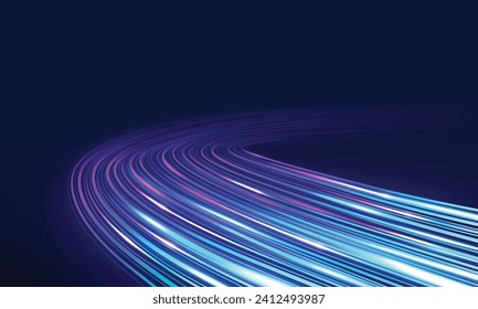 High speed movement of glow blue lines. Internet wireless data transmission concept.