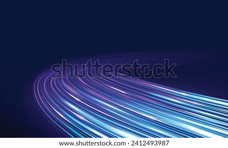 High speed movement of glow blue lines. Internet wireless data transmission concept.