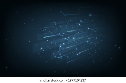 High speed moving concept.High speed movement background.Lights and square shape moving fast over dark blue background.Technology background concept.Hi-tech.Vector illustration. 