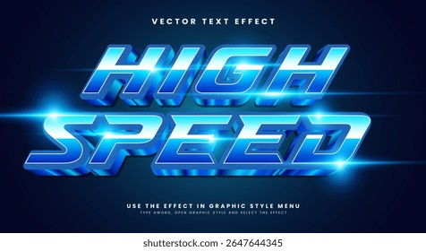 Plantilla de efecto de texto editable 3d de estilo neón de alta velocidad Adecuado para temas de luz brillante