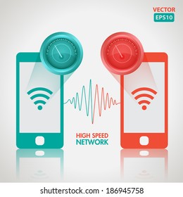 High speed network illustration with icons