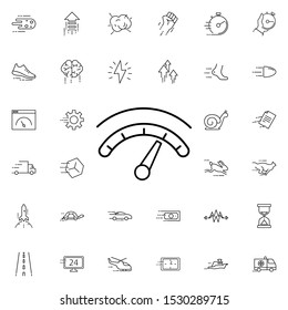 High speed on the speedometer icon. Universal set of speed for website design and development, app development