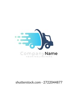 Logotipo de alta velocidad del coche de la caja de la entrega del paquete, entrega expresa