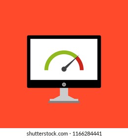 High speed performances computer online, Laptop with speed test on the screen. Vector illustration.