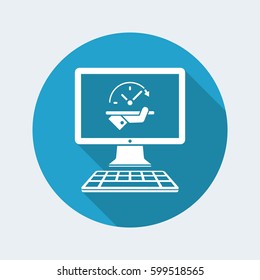 High speed performances computer online - Vector flat icon