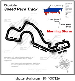 High speed race road with textures and sample text isolated on white background