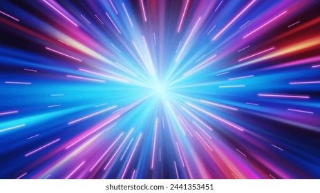 High speed. Radial motion blur background. Vector illustration.