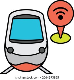 High Speed Rail Concept, Bullet Train Vector Color Icon Design, Future Transportation Symbol, Driverless Greener Transport Innovations Sign, Autonomous Aerial Vehicles Stock Illustration