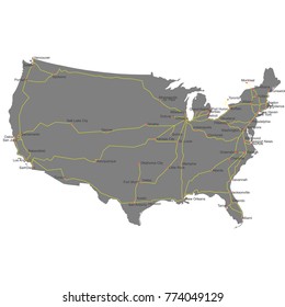 High Speed Railroad Map Of The United States