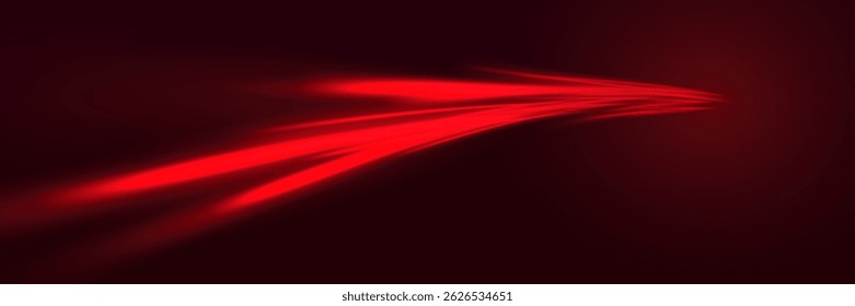 High speed red motion lines. Dynamic traces. Speed ​​of light. Vector EPS 10.