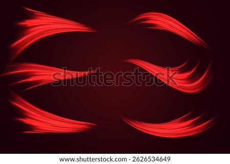 High speed red motion lines. Dynamic traces. Speed ​​of light. Vector EPS 10.