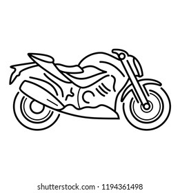 High speed sport motorcycle. Vector flat outline icon illustration isolated on white background