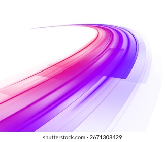 Concepto de tecnología de TI de alta velocidad, rayas abstractas como transferencia de datos sobre fondo blanco en formato png. Un fondo de movimiento colorido de senderos de luz de la ciudad.