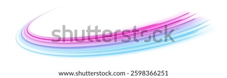 High speed IT technology concept, abstract stripes as data transfer on white background in png format. A colorful motion background of city light trails.